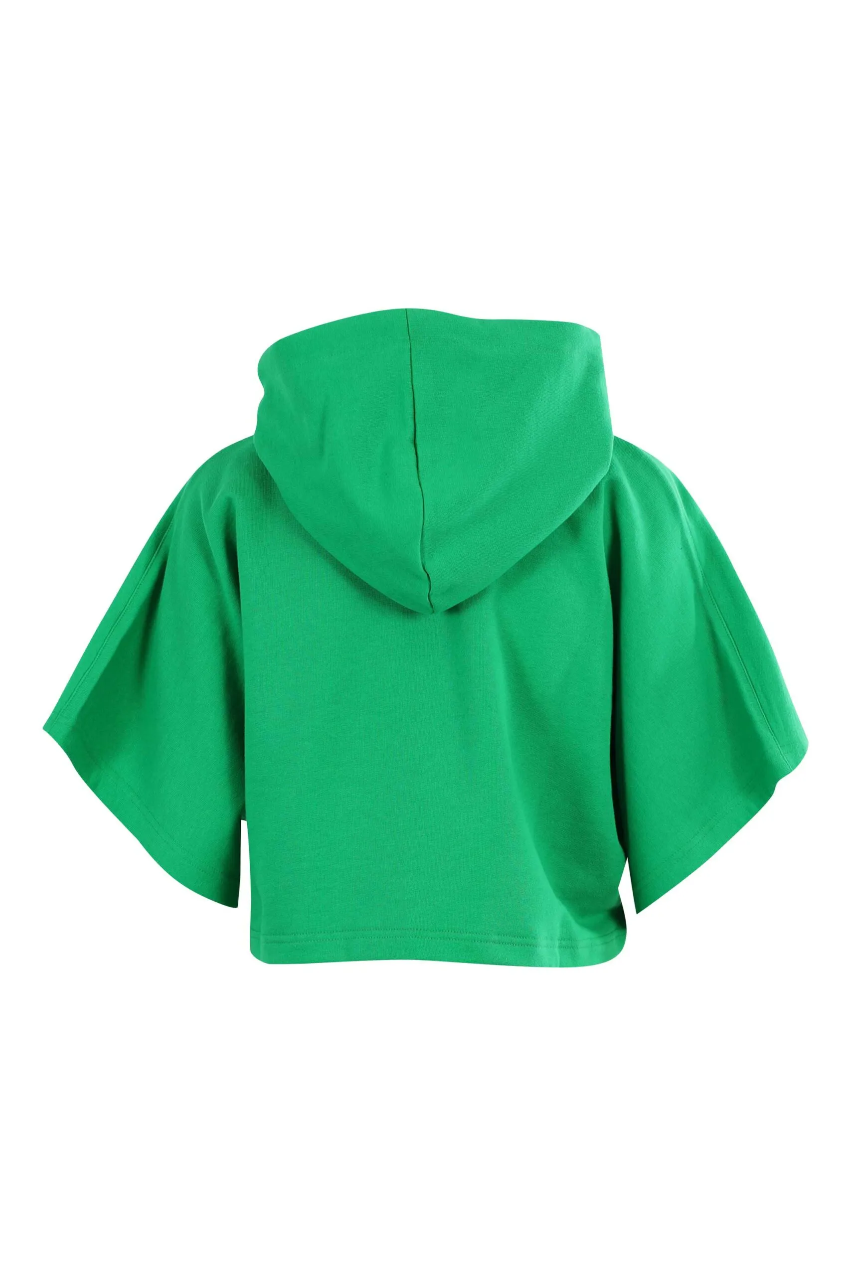 Sudadera manga corta verde con capucha y logo ojo y estrella