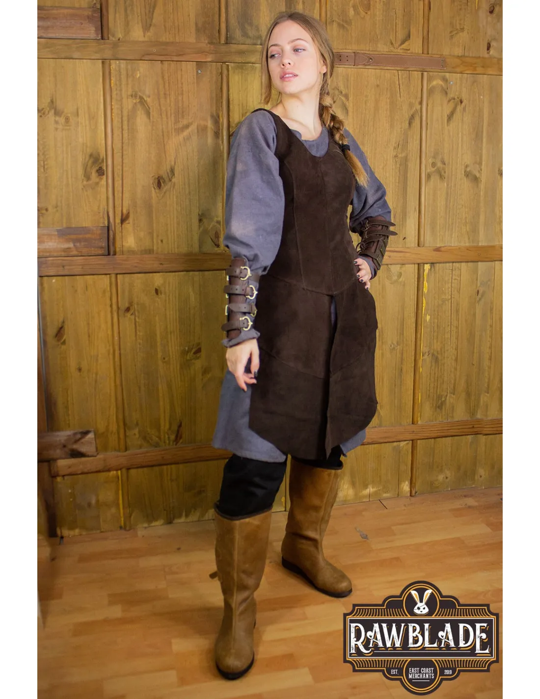 TABARDO MEDIEVAL JOANNE EN PIEL DE SERRAJE  MARRóN