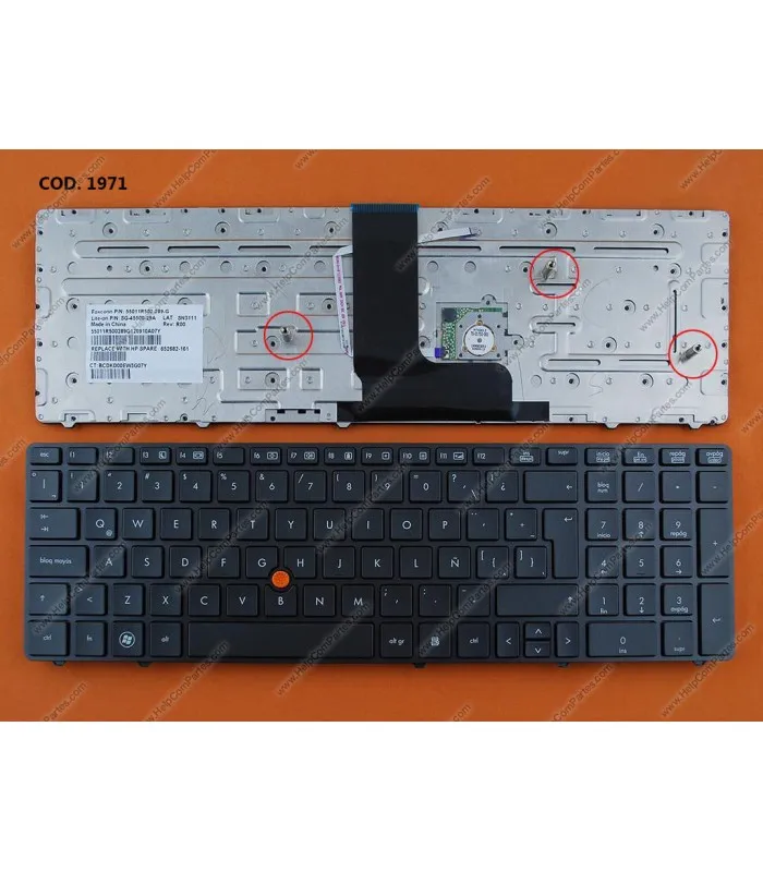 TECLADO HP 8560W 8540W 8570W SERIES POINT STICK 652682161 GRAY LA ORIG.