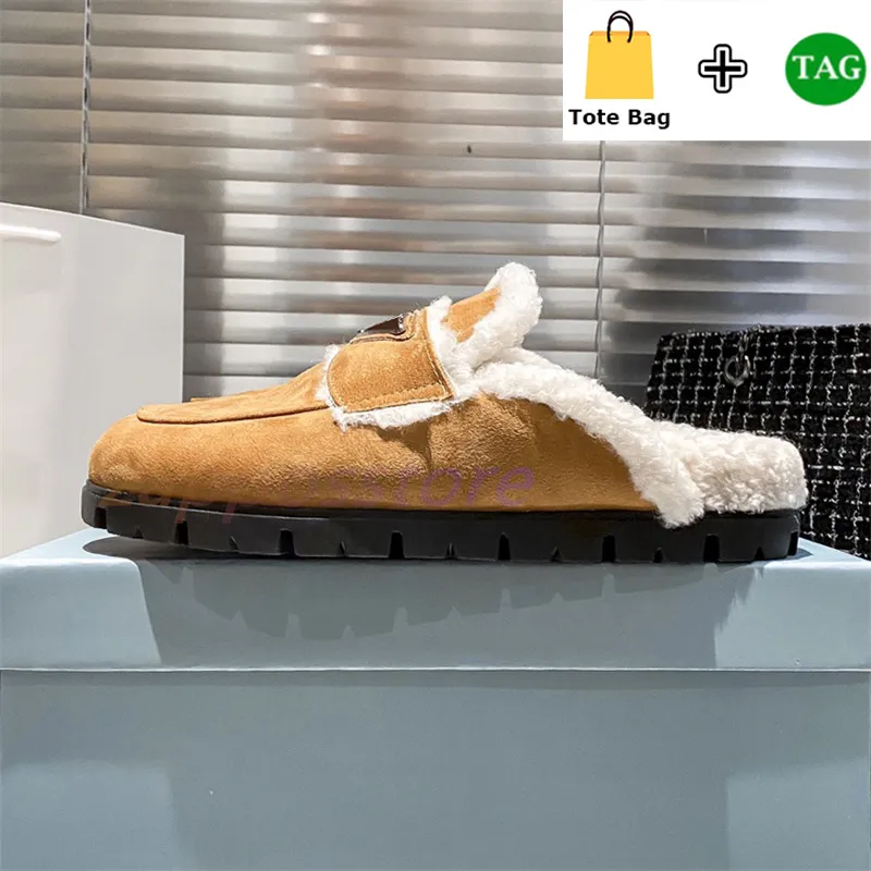 Toboganes de pieles de lujo Designias para mujer Slippers Palabas de color negro Pantalias de color negro de invierno Slippers d