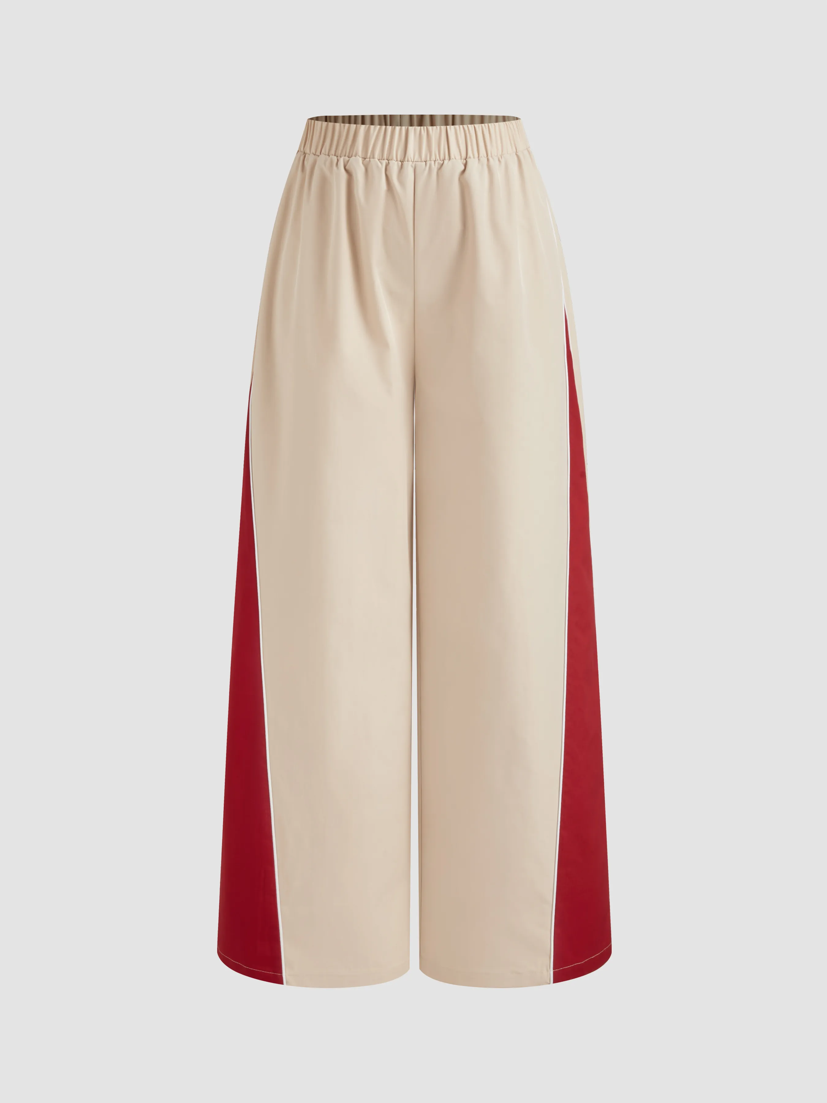 Top de Tirantes de Dos Tonos con Escote Redondo y Pantalón Recto de Tiro Medio de Dos Tonos