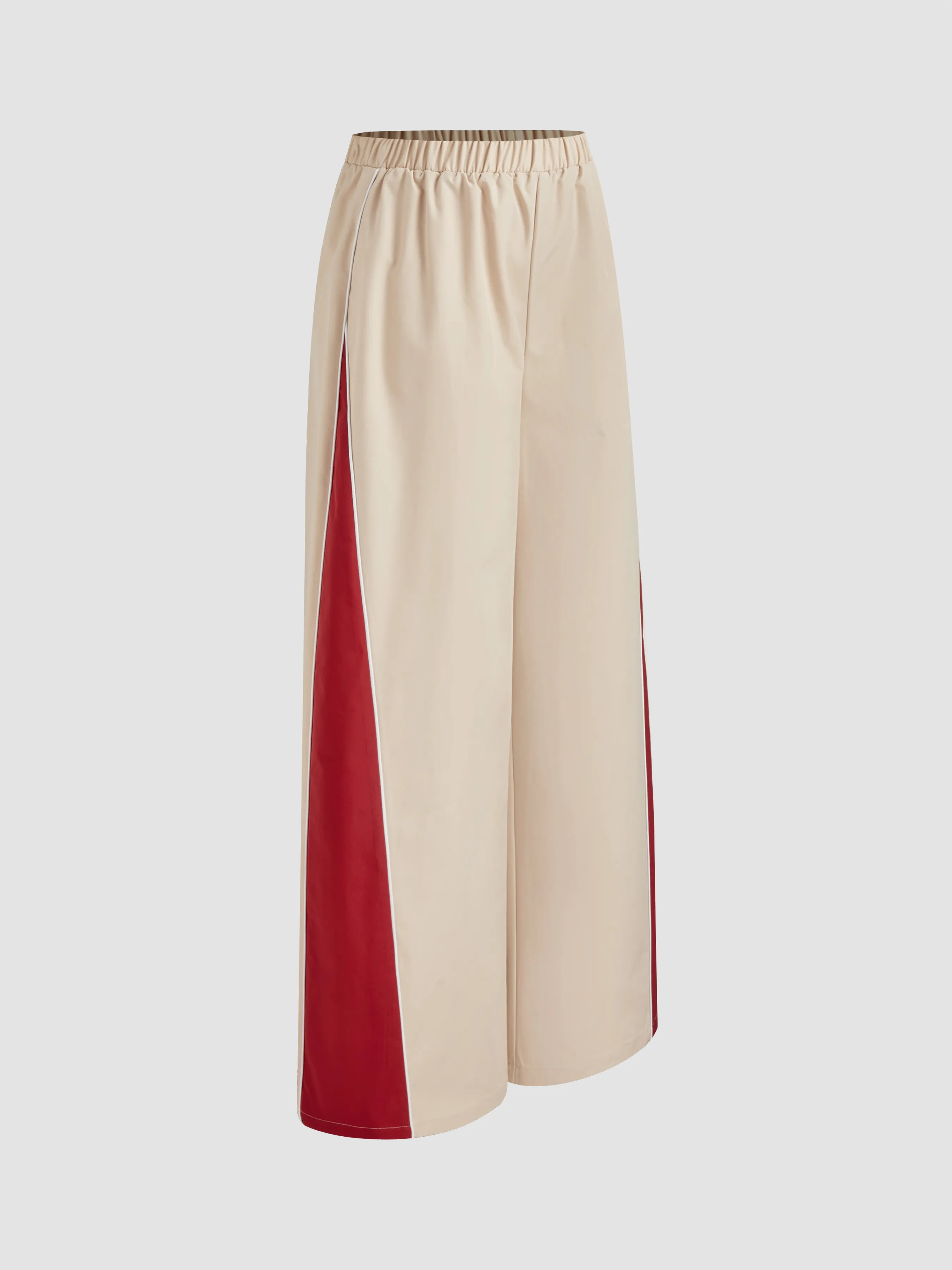 Top de Tirantes de Dos Tonos con Escote Redondo y Pantalón Recto de Tiro Medio de Dos Tonos