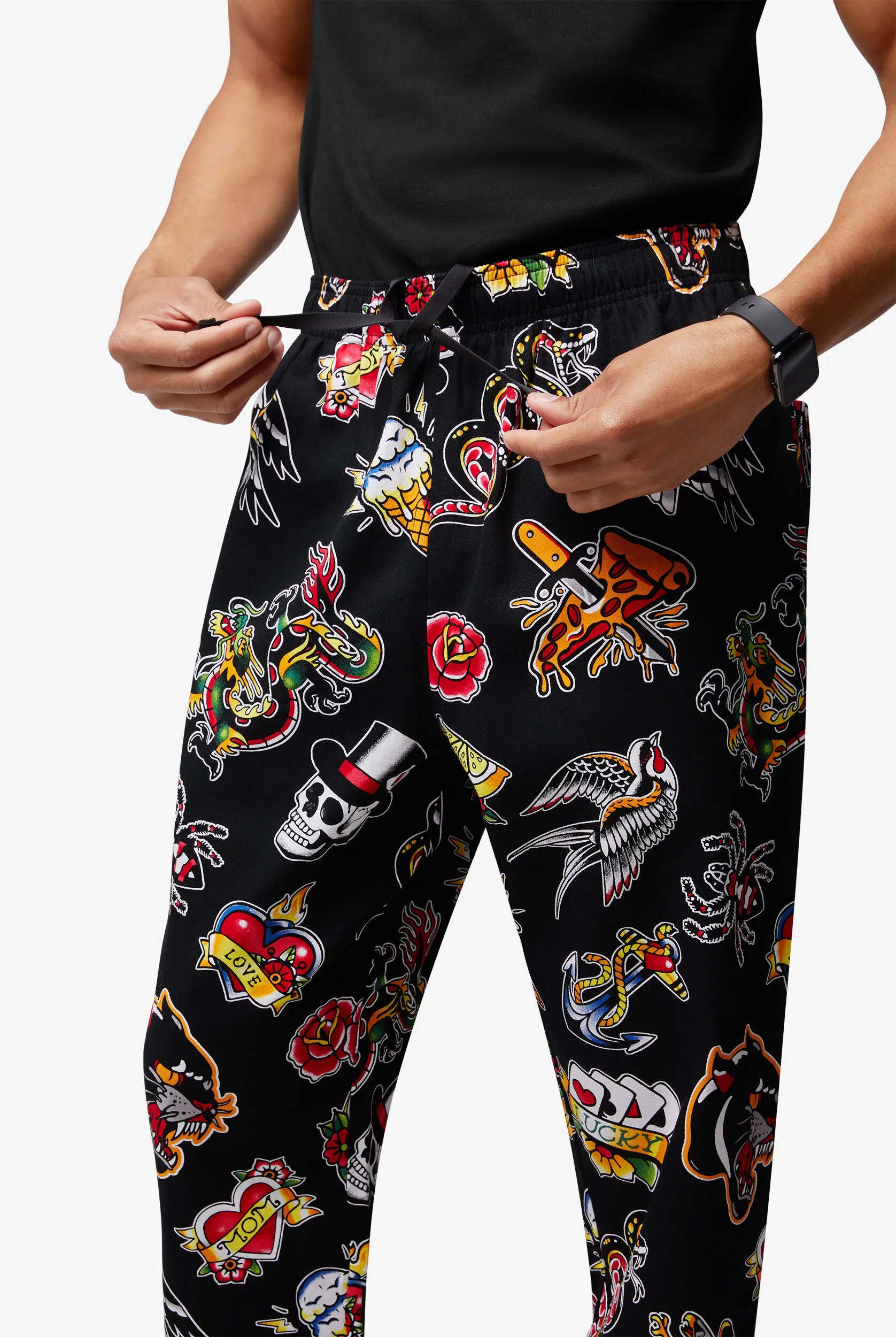 UA CHEF™ INKAHOLIC BLACK MEN'S 4POCKET BAGGY PRINTED CHEF PANTS