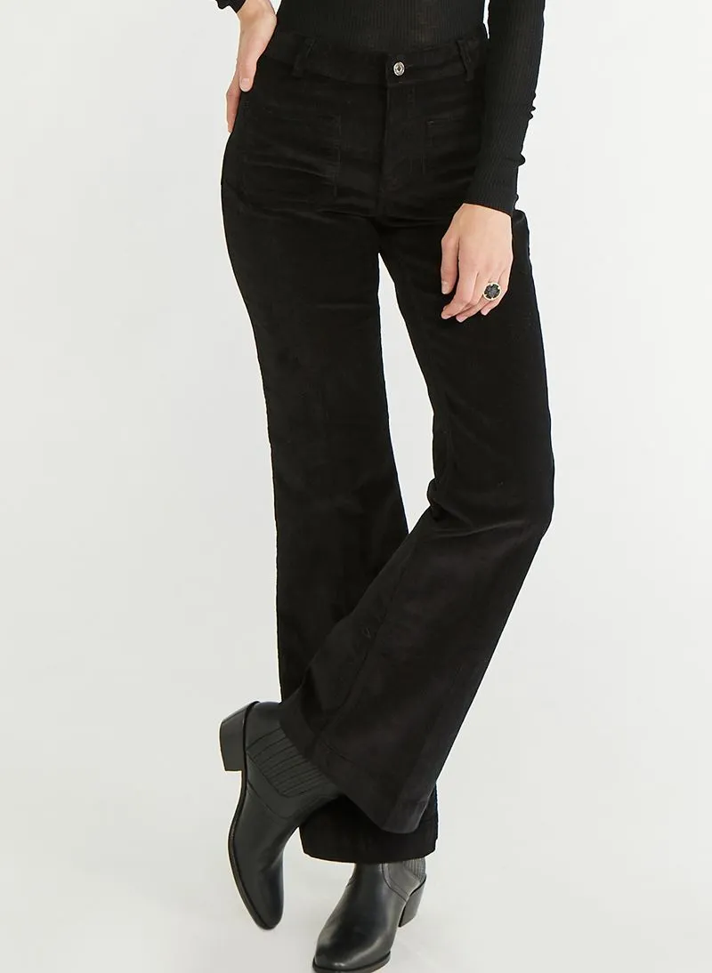 VANESSA BRUNO DOMPAY  PANTALóN EVASé DE CANALé DE MEZCLA DE ALGODóN EN NEGRO