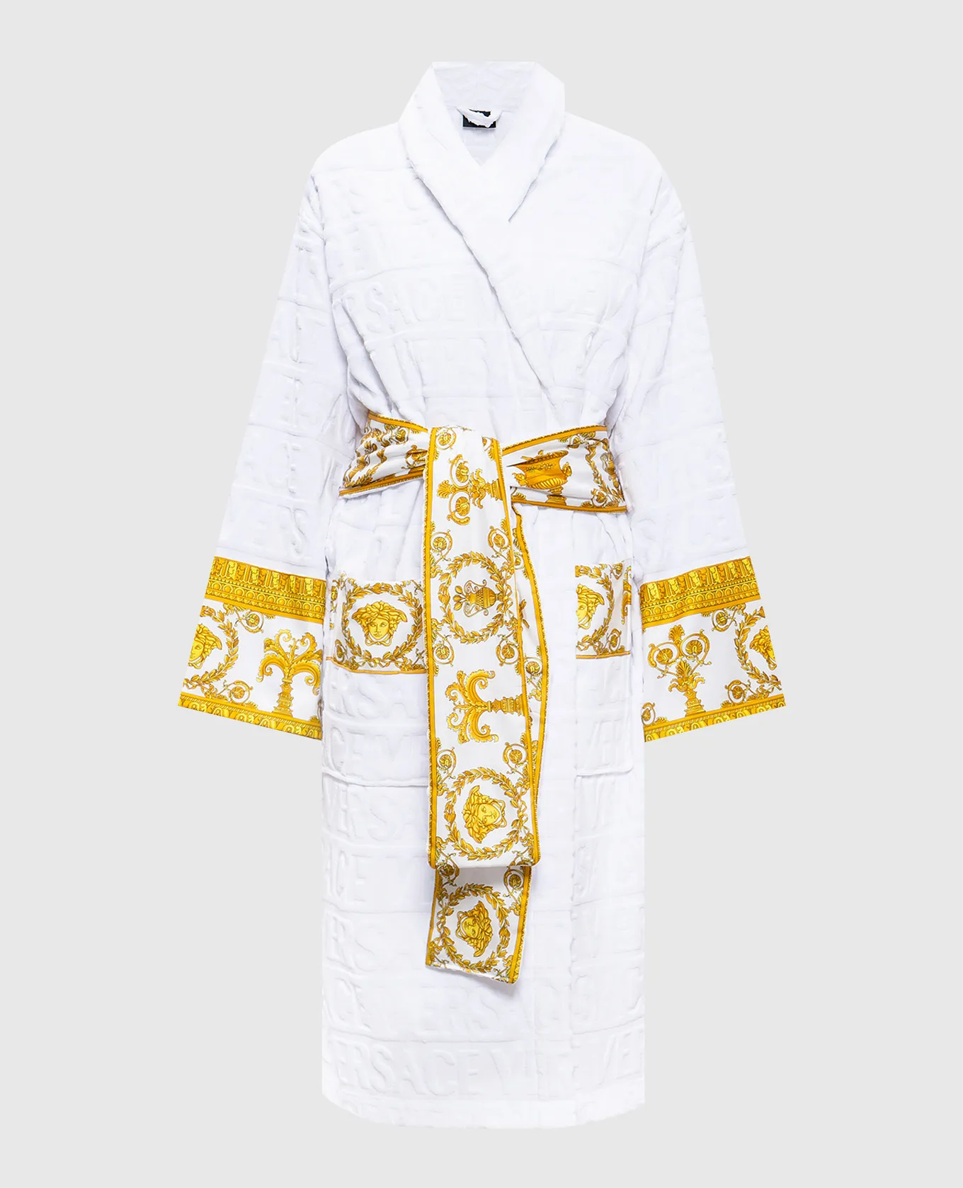 Versace White bathrobe in Versace Allover pattern with Barocco print