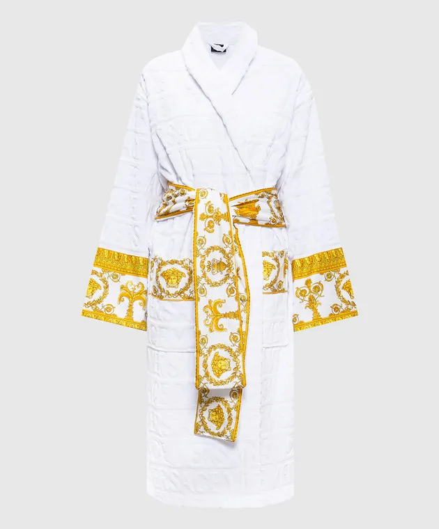 Versace White bathrobe in Versace Allover pattern with Barocco print