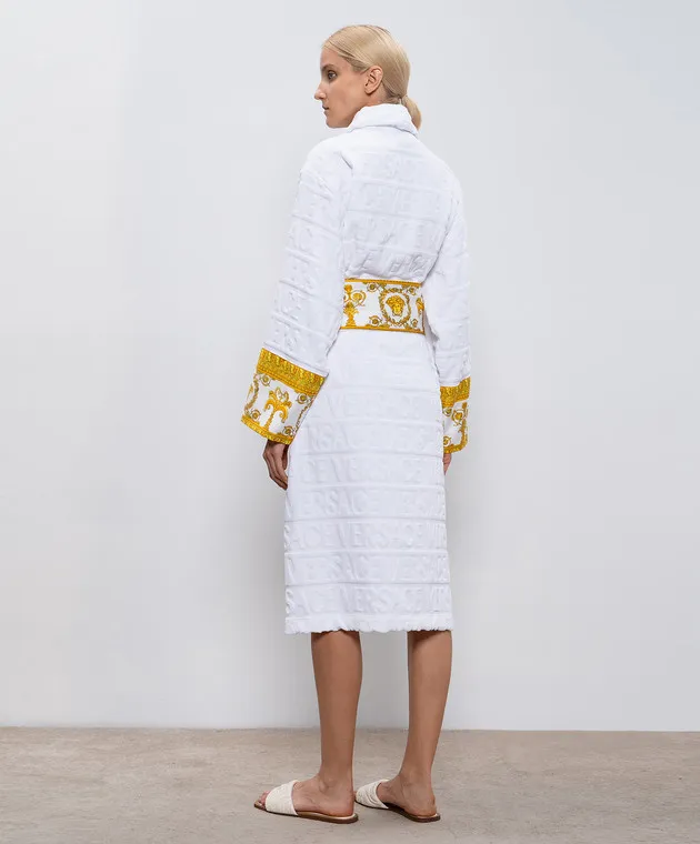 Versace White bathrobe in Versace Allover pattern with Barocco print