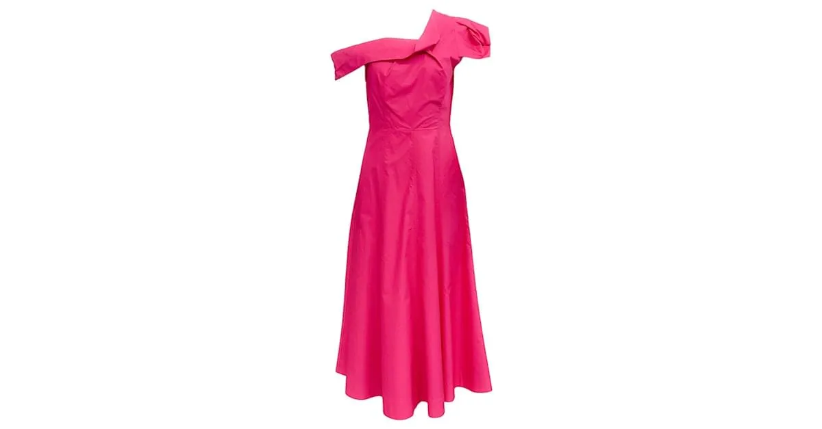 Vestido con hombros descubiertos de algodón rosa intenso de Roland Mouret 