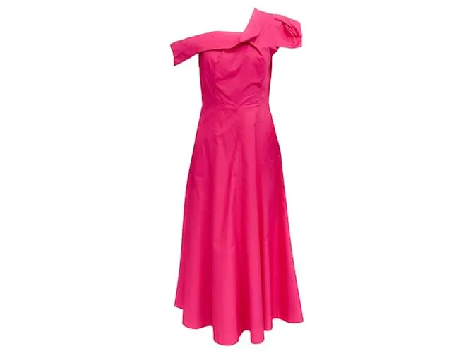 Vestido con hombros descubiertos de algodón rosa intenso de Roland Mouret 