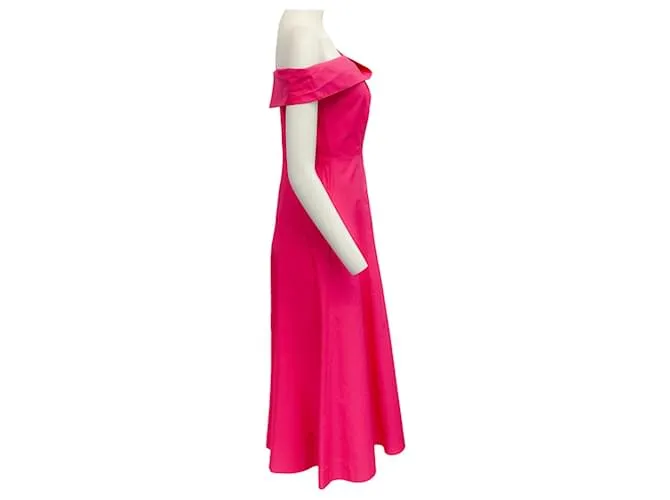 Vestido con hombros descubiertos de algodón rosa intenso de Roland Mouret 