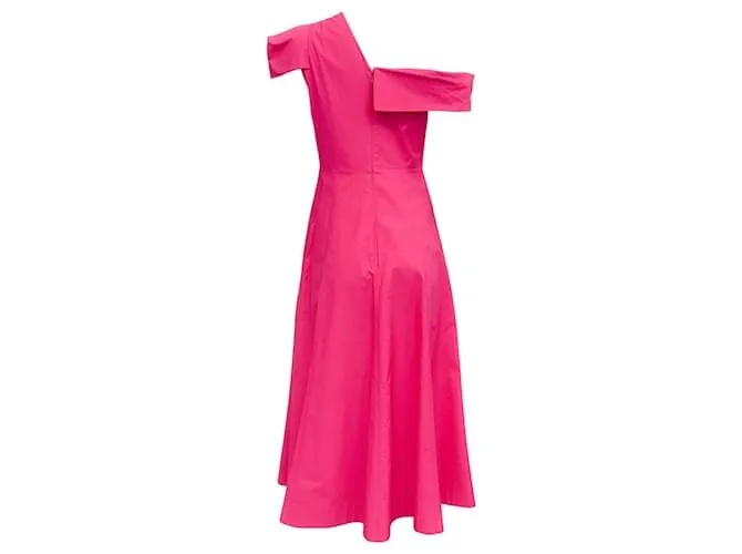 Vestido con hombros descubiertos de algodón rosa intenso de Roland Mouret 