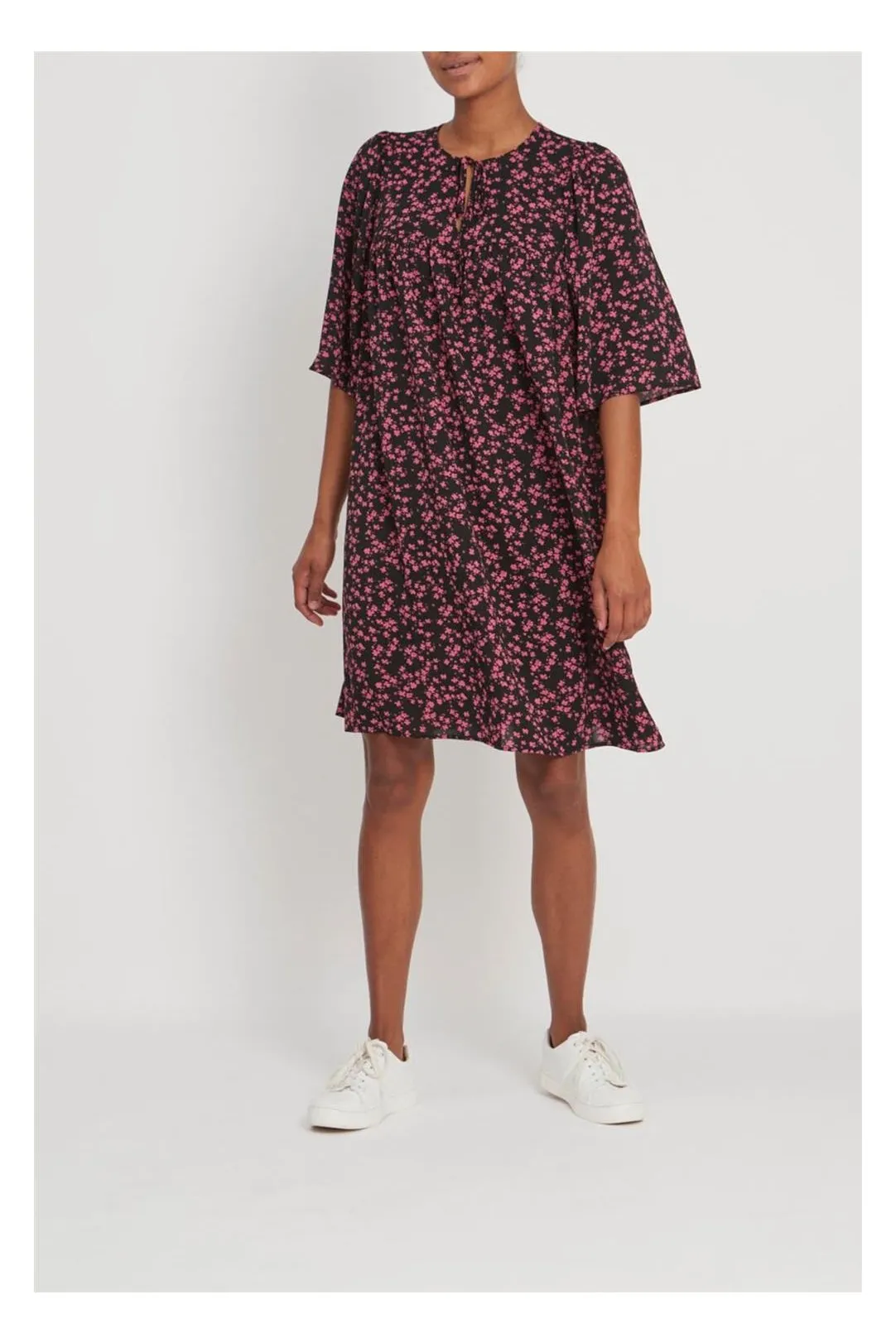 VESTIDO CORTO ESTAMPADO VIDUA NEGRO