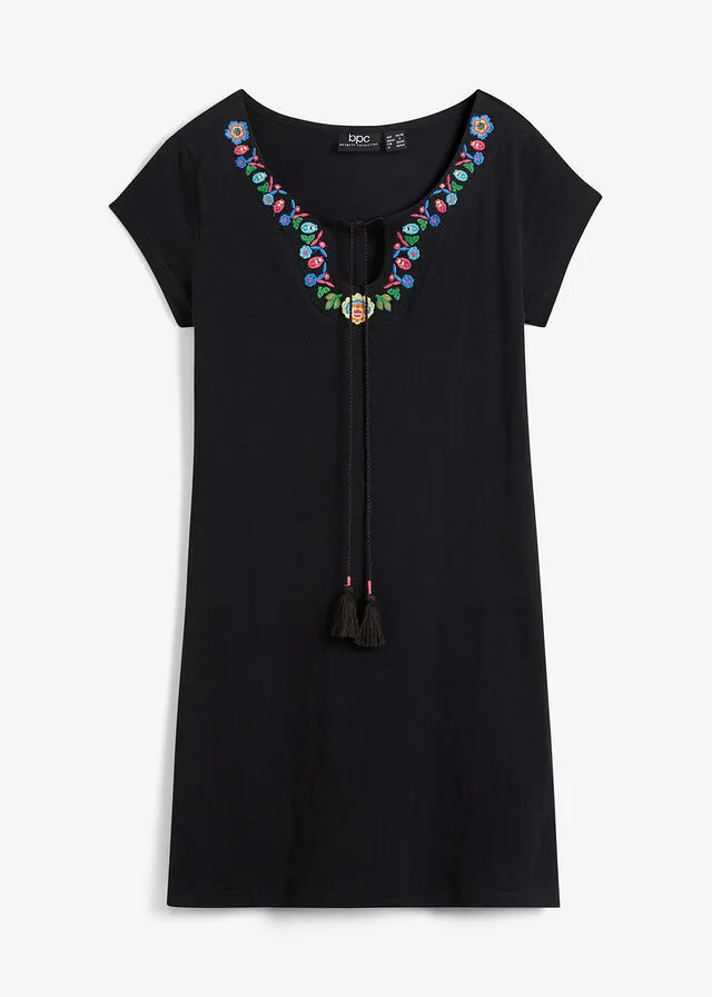 Vestido de punto con hilo flameado Negro
