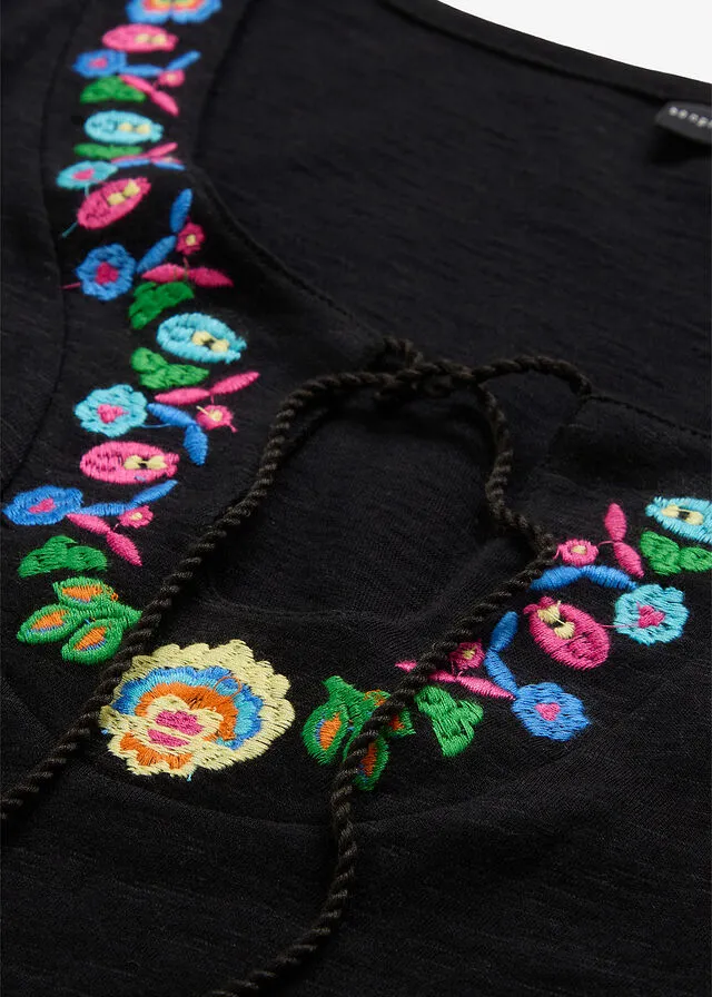 Vestido de punto con hilo flameado Negro