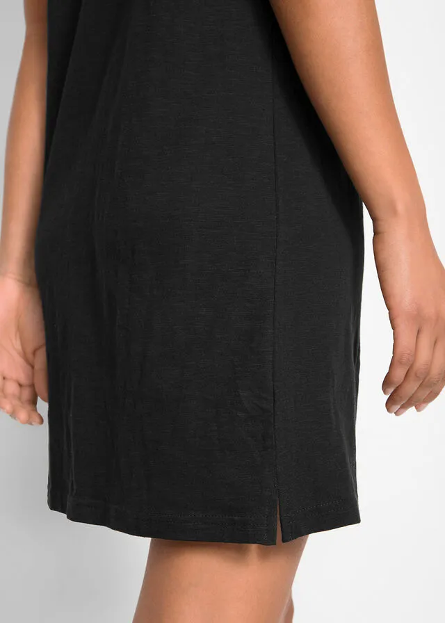 Vestido de punto con hilo flameado Negro