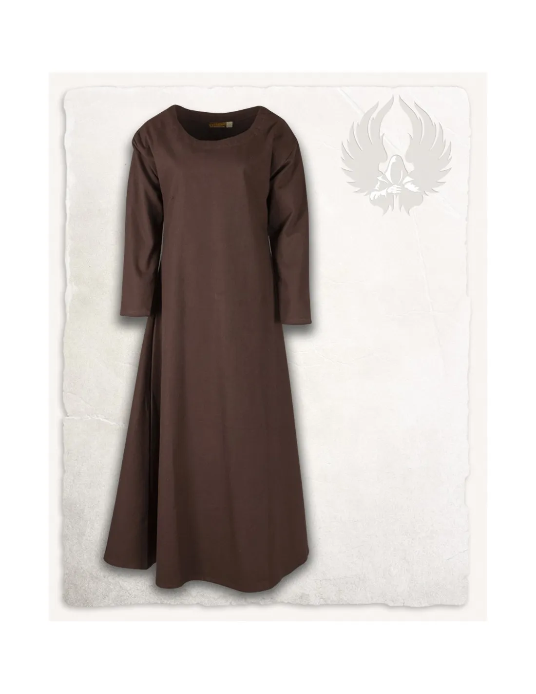 Vestido medieval en algodón premium modelo Lenora, marrón