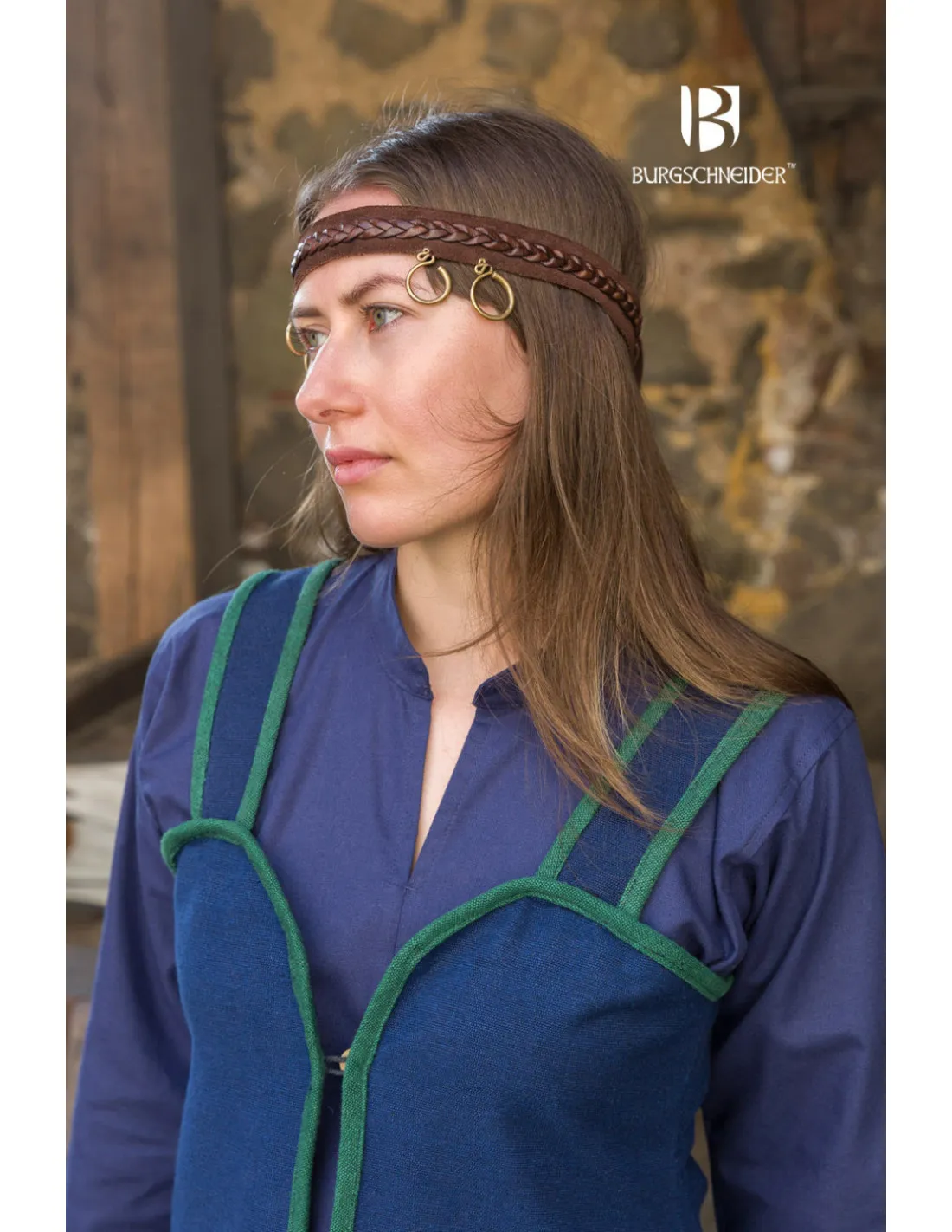 VESTIDO MEDIEVAL MODELO RUS KATARZYNA, AZULVERDE