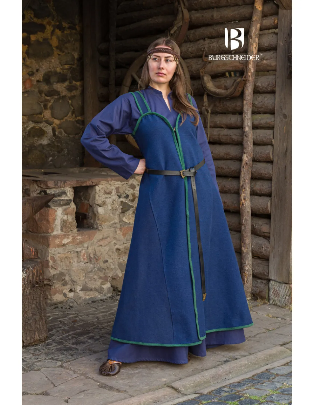 VESTIDO MEDIEVAL MODELO RUS KATARZYNA, AZULVERDE