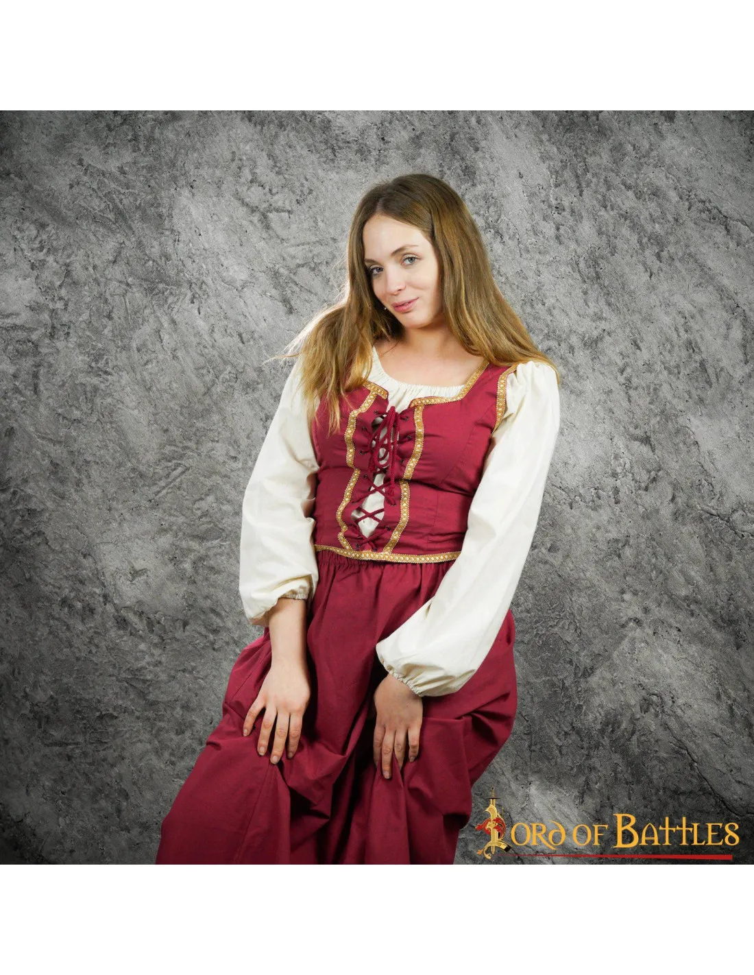Vestido mesonera medieval o renacentista (blusa, corpiño y falda)