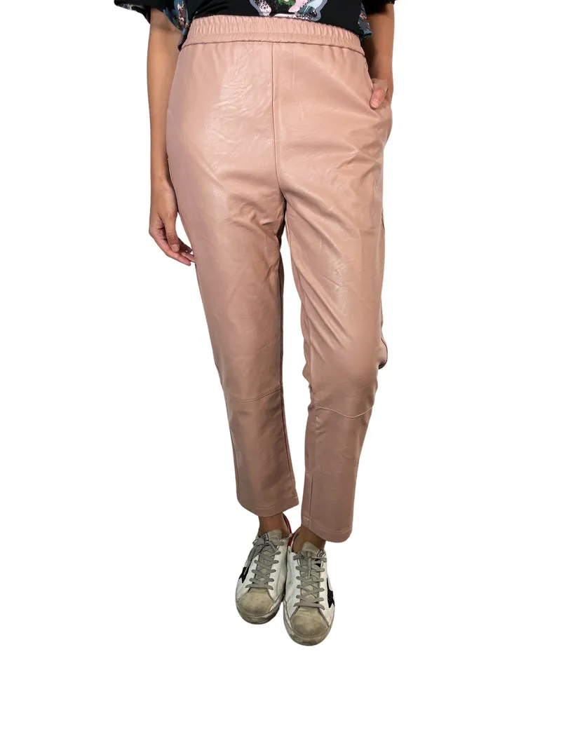 VICOLO Pantalón Rosa Cuero Vegano