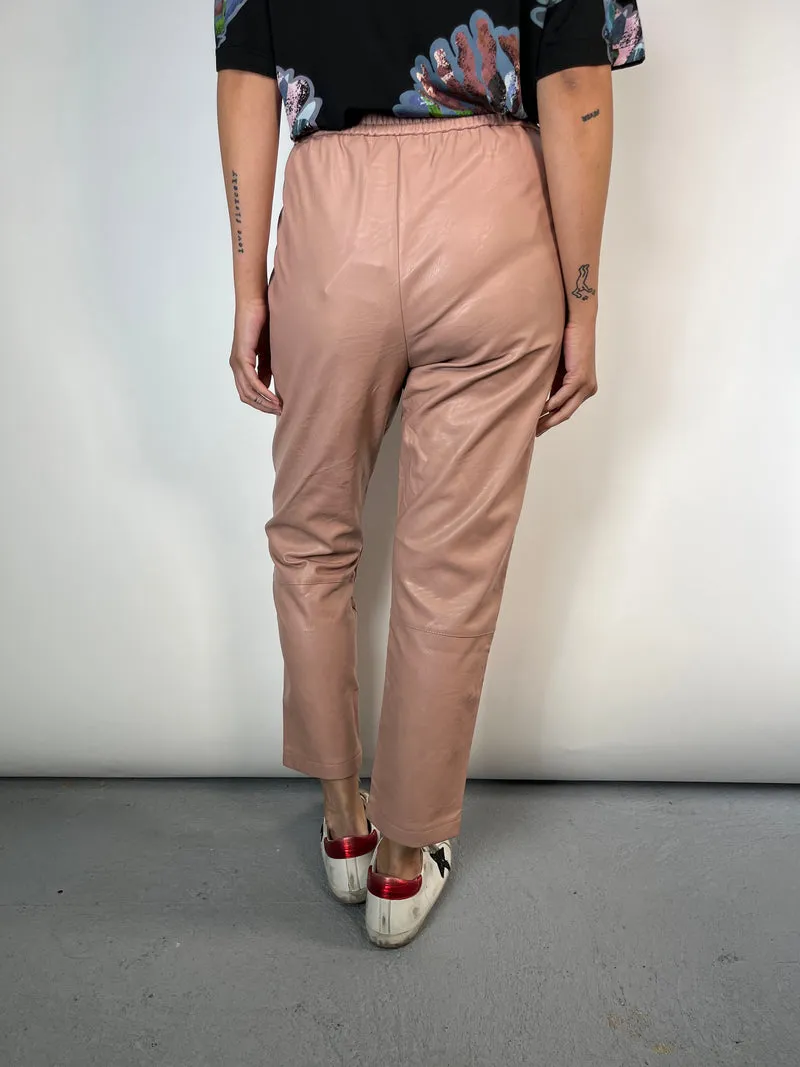 VICOLO Pantalón Rosa Cuero Vegano