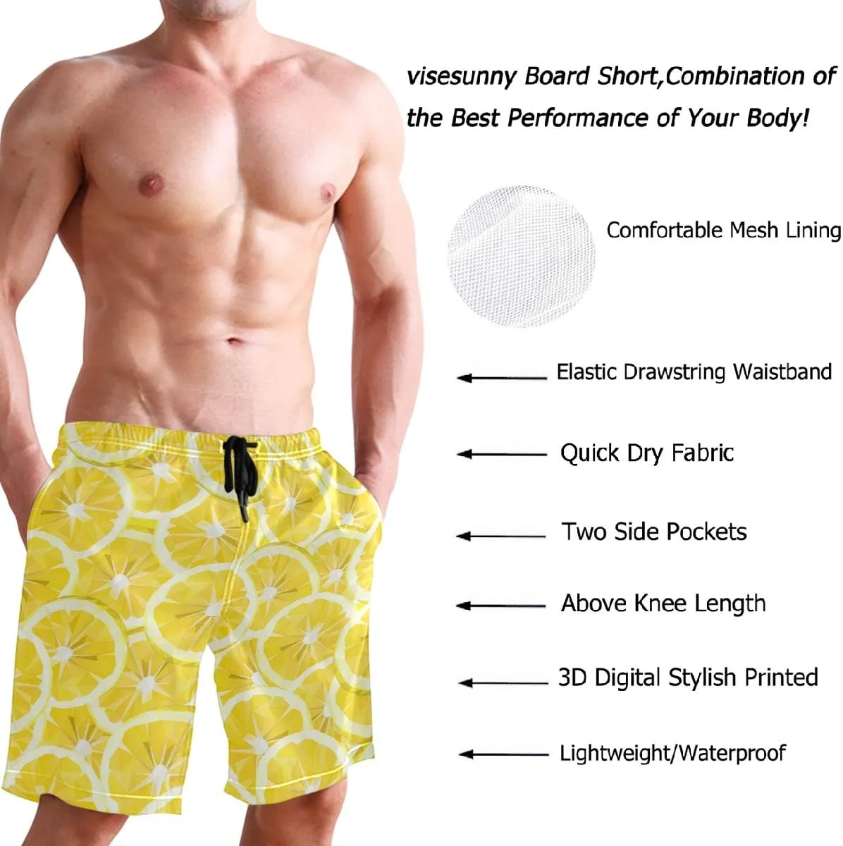 visesunny Elegante traje de baño de verano para hombre  secado rápido  ropa de playa  deportes  natación  vacaciones  fiestas  t