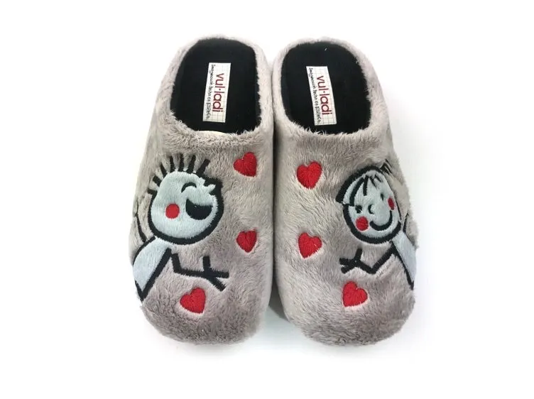 Vulladi | Zapatillas descalzas mujer Niños y corazones pardo
