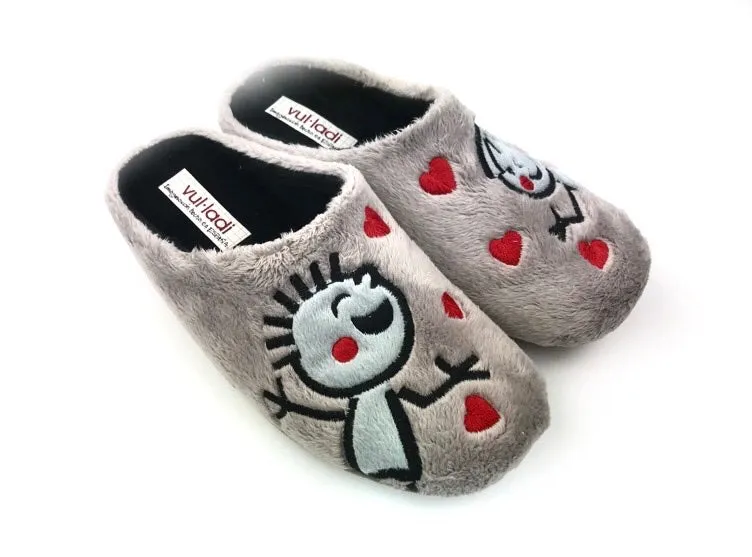 Vulladi | Zapatillas descalzas mujer Niños y corazones pardo