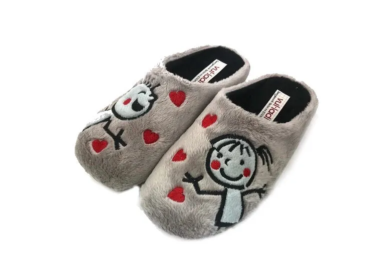 Vulladi | Zapatillas descalzas mujer Niños y corazones pardo