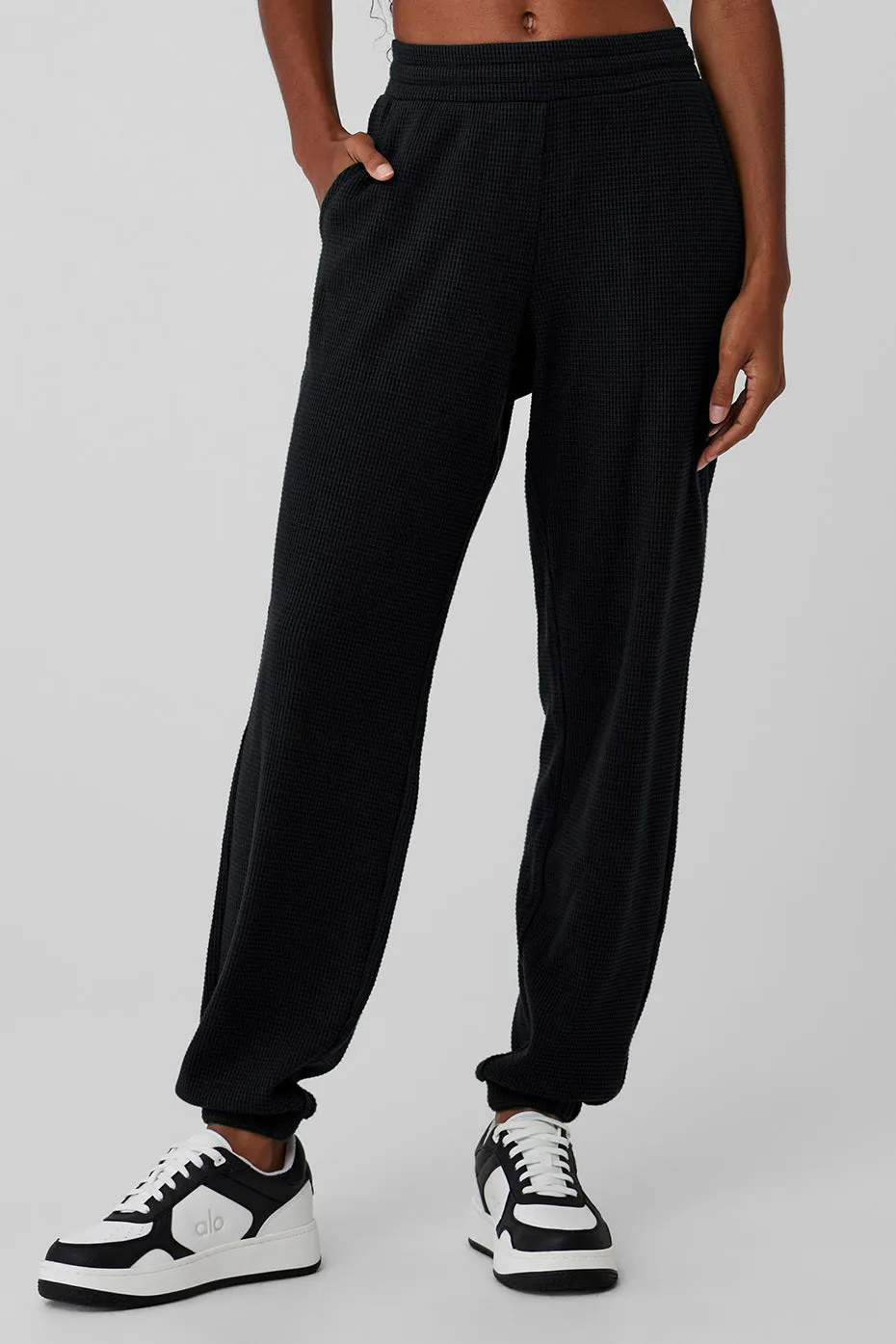 WAFFLE WEEKEND ESCAPE JOGGER  BLACK
