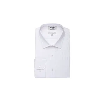 WHITE & BEIGE STRIPED POPLIN SHIRT  BERTHIN