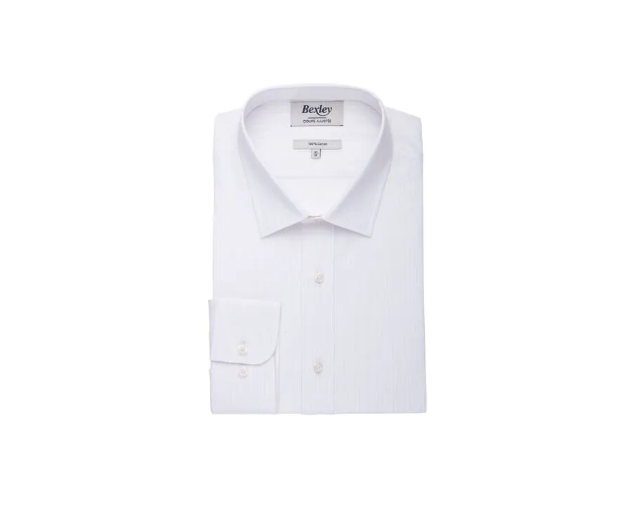 WHITE & BEIGE STRIPED POPLIN SHIRT  BERTHIN