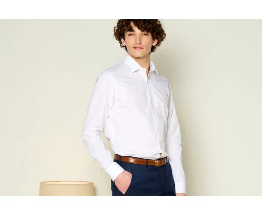 WHITE & BEIGE STRIPED POPLIN SHIRT  BERTHIN