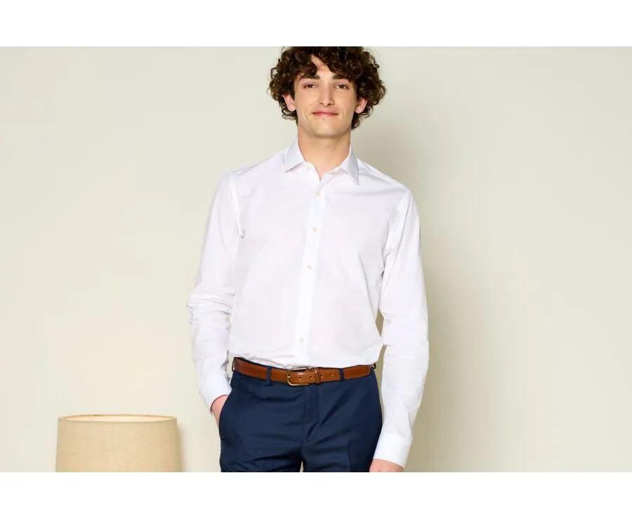 WHITE & BEIGE STRIPED POPLIN SHIRT  BERTHIN
