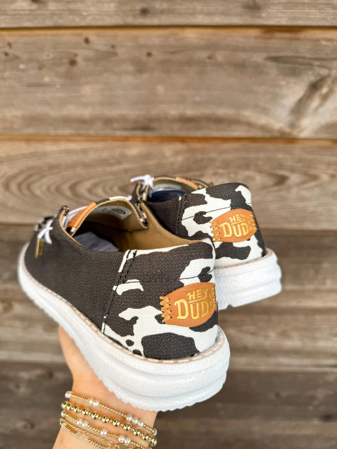 WOMEN'S HEY DUDE WENDY ANIMAL BLACK COW