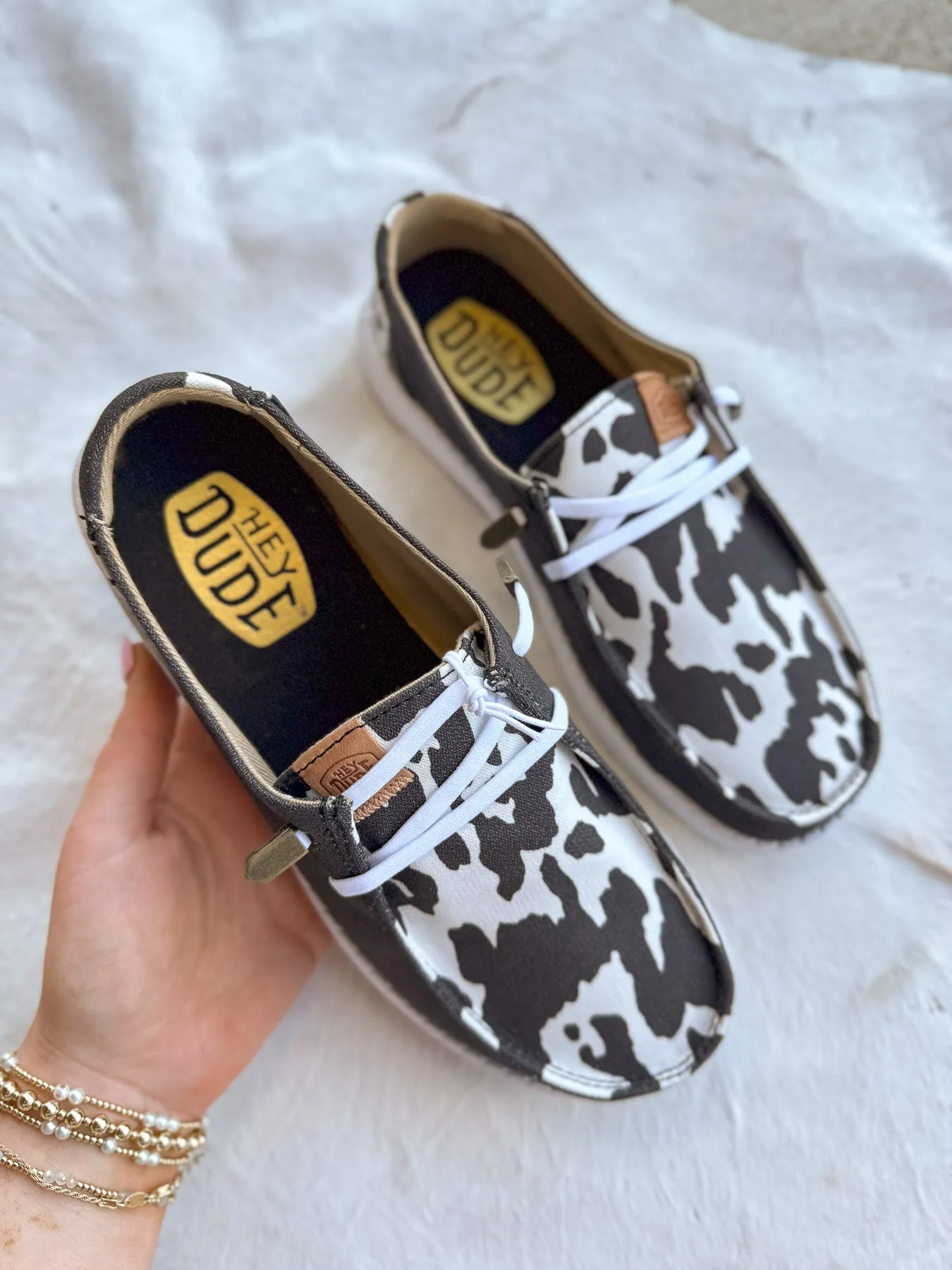 WOMEN'S HEY DUDE WENDY ANIMAL BLACK COW