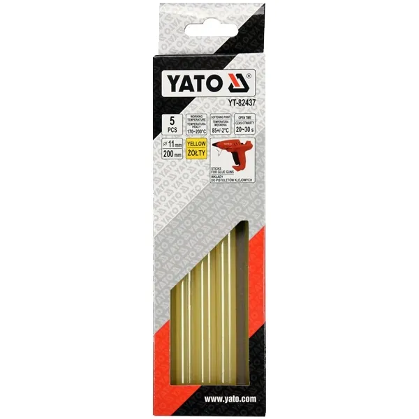 YATO  YT82437  VARILLA DE SILICONAAMARILLO, 11X200MM, 5 PIEZAS, 