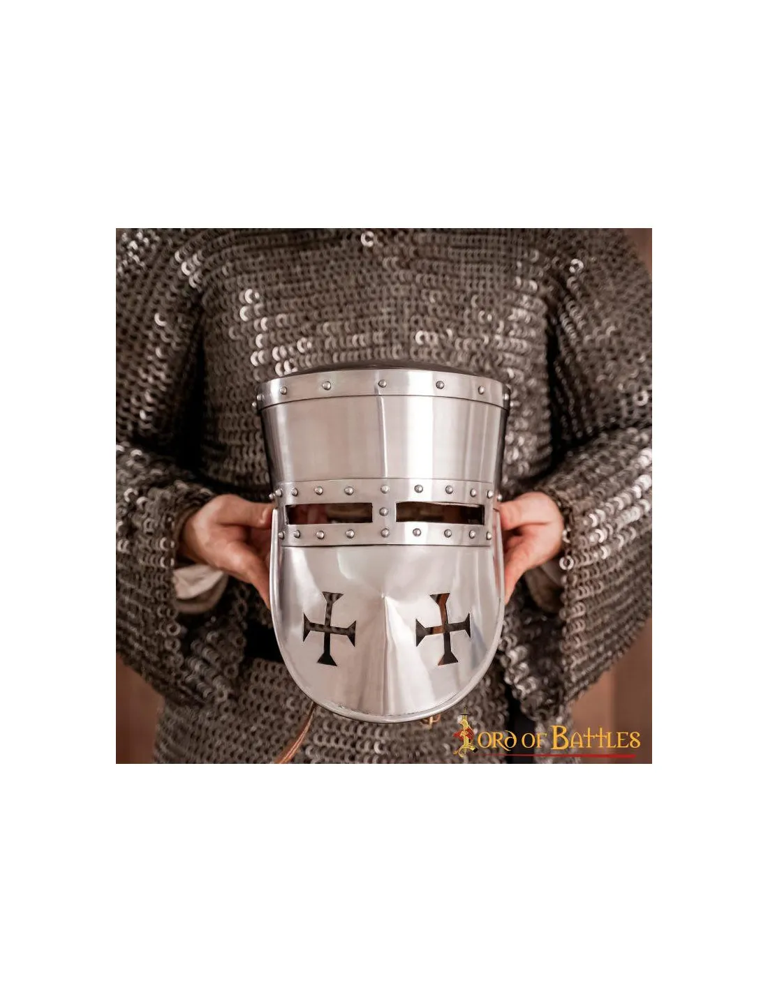 Yelmo Medieval Caballeros Templarios con forro acolchado, siglo XIII