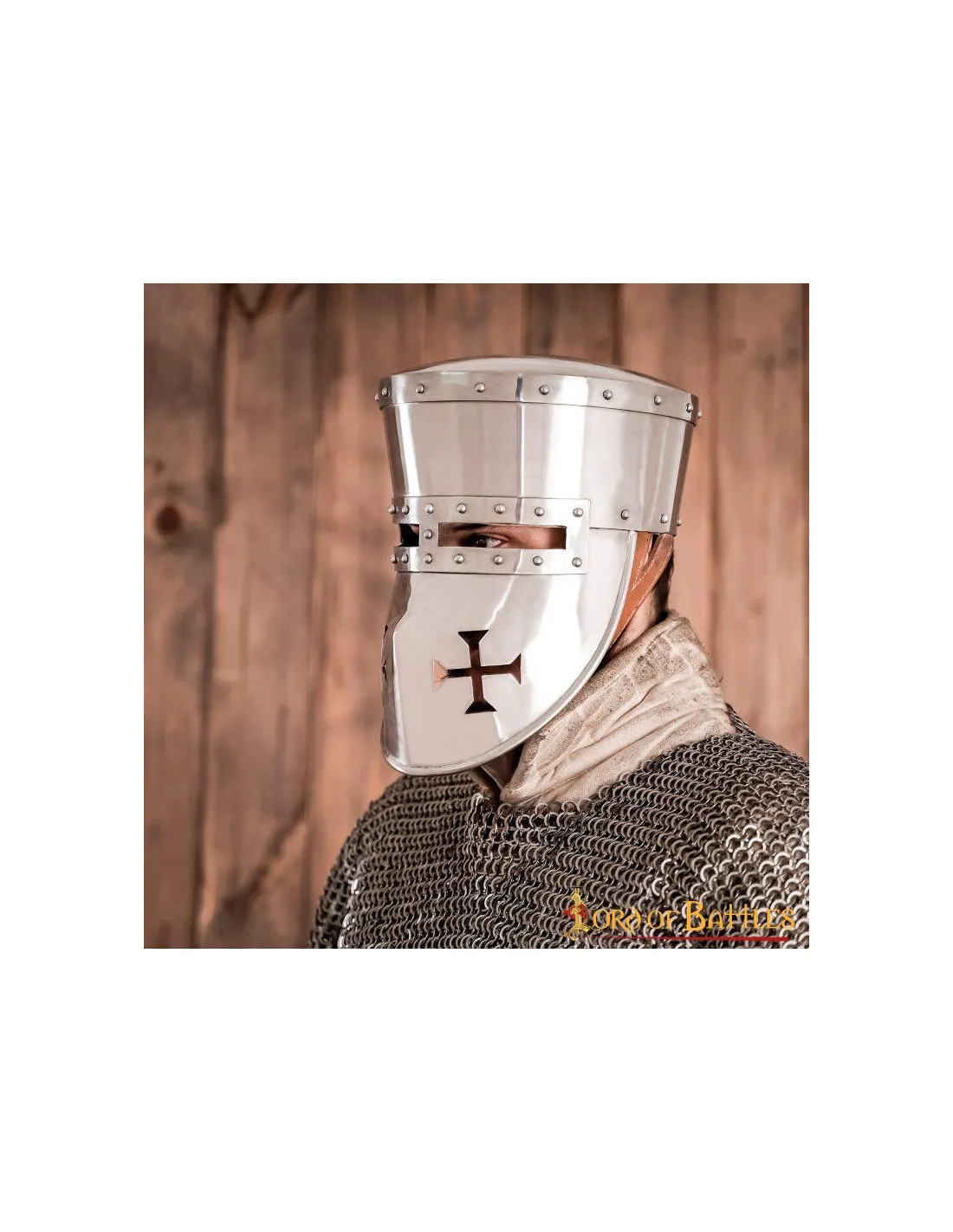 Yelmo Medieval Caballeros Templarios con forro acolchado, siglo XIII