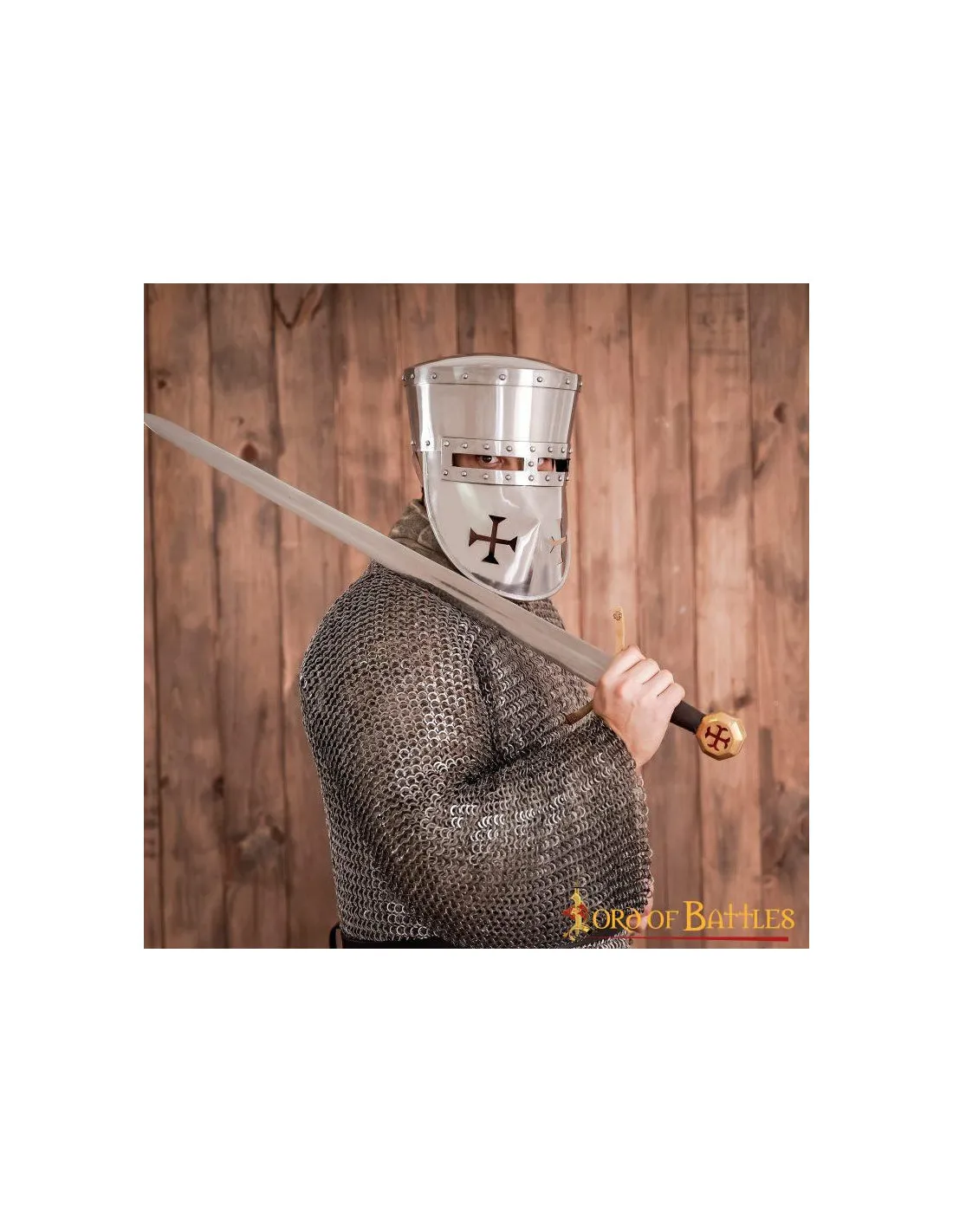 Yelmo Medieval Caballeros Templarios con forro acolchado, siglo XIII