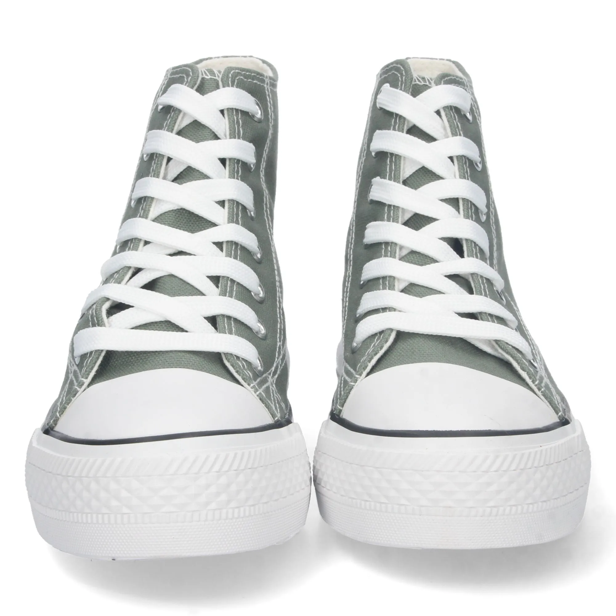 Zapatillas altas abotinadas de lona color verde mujer 6P10