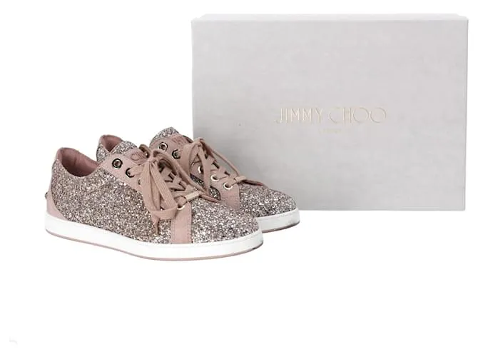 Zapatillas bajas Jimmy Choo Cash Glitter en ante marrón Castaño 