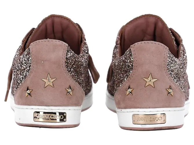 Zapatillas bajas Jimmy Choo Cash Glitter en ante marrón Castaño 