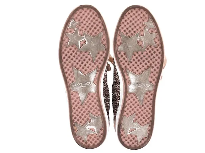 Zapatillas bajas Jimmy Choo Cash Glitter en ante marrón Castaño 