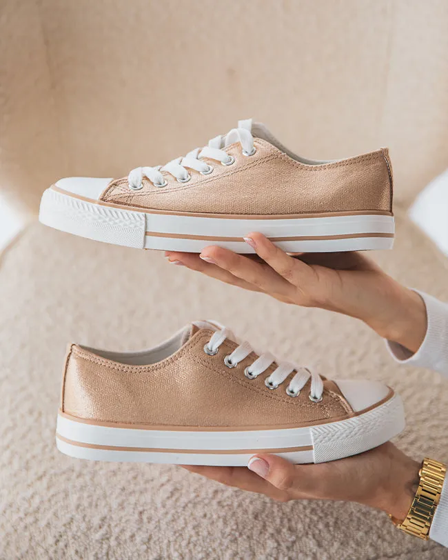 ZAPATILLAS DE MUJER COLOR CHAMPAGNE CON CORDONES  SANDRA