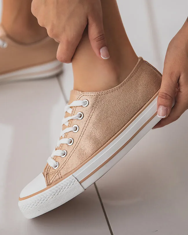 ZAPATILLAS DE MUJER COLOR CHAMPAGNE CON CORDONES  SANDRA