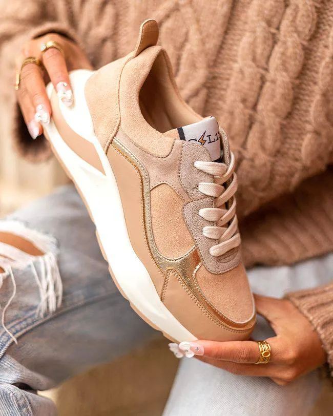 ZAPATILLAS DE MUJER EN COLOR CAMELLO CON CORDONES  CL58 CAMEL