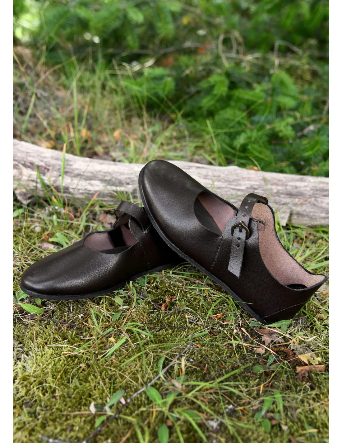 ZAPATO MEDIEVAL MUJER LATCHET, MARRONES (SIGLOS XIIIXV)