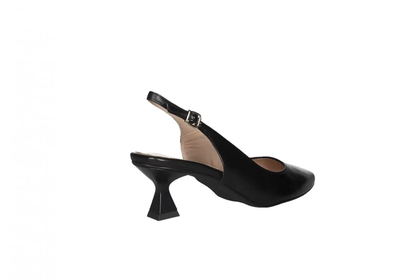 Zapato Piel Negro Talon Abierto