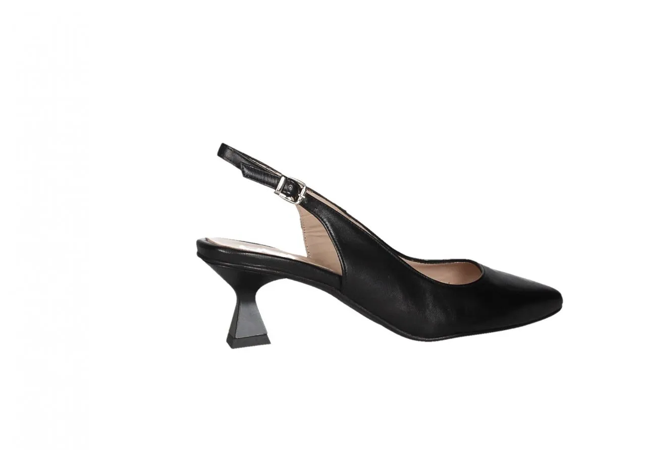 Zapato Piel Negro Talon Abierto